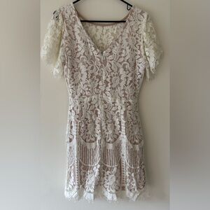 Lulu's Pink and White Lace Top